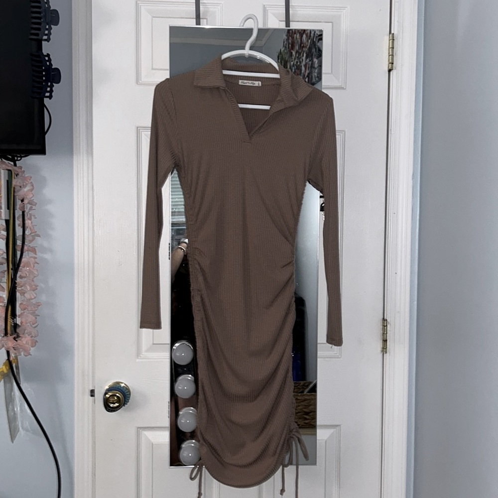 Light Brown Ribbed Dress